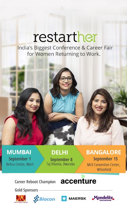 India's Biggest conference and Career Fair for Women Returning to work. RestartHer